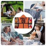 Personalised 1-4 Photos Basketball Soft Hooded Blanket with Name and Number Game Day Birthday Gift for Son Daughter Sports Lovers