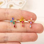 Personliga 5 familjens födelsestenar Korsörhängen Heliga smycken Födelsedag Dopgåva för kvinnor Kristna