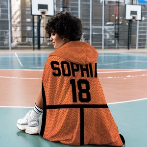 Personalisierte 1-4 Fotos Basketball weiche Kapuze Decke mit Namen und Nummer Spieltag Geburtstag Geschenk für Sohn Tochter Sportliebhaber