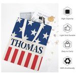 Personalized American Flag Large Canvas Tote Bag with Name Independence Day Gift For Americans