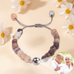 Personalized Photo Projection Multicolor Adjustable Matte Agate Bracelet Dainty Jewelry Anniversary Birthday Gift for Women