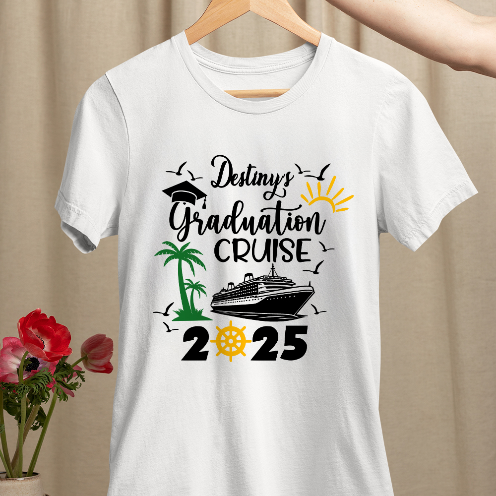 T-shirt 100% coton avec nom et année d'anniversaire Cadeau de voyage pour diplômés