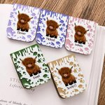 Personalized Cute Highland Cow PU Leather Magnetic Bookmark Clip with Name Birthday Gift for Readers Bookworms Highland Cow Enthusiasts