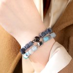 Personalized Photo Projection Multicolor Adjustable Matte Agate Bracelet Dainty Jewelry Anniversary Birthday Gift for Women