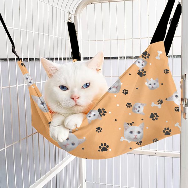 Personalised Paws Bones Cat Face Photo Pet Sleeping Hammock with Adjustable Strap Pet Supplies Birthday Gift for Pet Owners Pet Lovers