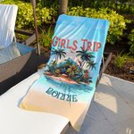 Personalised Girls Trip Racerback Beach Towel Luggage Tag Passport Holder Makeup Bag with Name Summber Travel Essential Gift for Girls Women