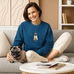 Personalized Embroidered Dog Cat Pet Portrait Photo T-shirt Sweatshirt Hoodie with Name Birthday Holiday Gift for Pet Owners Lovers