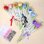 Henkilökohtainen auringonkukka ruusu ikuinen Corchet kukkia teksti nauha asetettu 3 häät puolue suosikki vuosipäivä lahja vieras Bridemaid varten