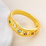 Personalized Family 1-8 Birthstones Ring Dainty Jewelry Birthday Anniversary Gift for Mother Grandma