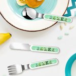 Personalized Dinosaur Fantasy Unicorn Safe Stainless Steel Kid’s Fork Spoon Knife 3 Pcs Cutlery Set with Case and Name Birthday Gift for Kids