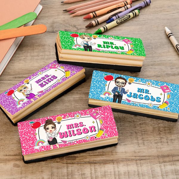Personalized Cartoon Character Blackboard Eraser with 2 Whiteboard Markers Teacher's Day Back to School Appreciation Gift for Teachers Educators