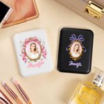 Personalized Princess Photo Frame Pocket Makeup Mirror with Name and LED Mirror Travel Essentials Birthday Gift for Women