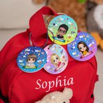 Gepersonaliseerde leuke cartoon karakter acryl tas Tag met naam dagelijks gebruik terug naar school Gift voor jongens meisjes