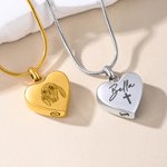 Personalized Heart-Shaped Engraved Face Photo Name Urn Necklace with Symbol Cremation Jewelry Memorial Sympathy Gift for Loss of Loved One