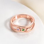 Personalized Family 1-8 Birthstones Ring Dainty Jewelry Birthday Anniversary Gift for Mother Grandma