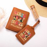 Personalised Girls Trip Racerback Beach Towel Luggage Tag Passport Holder Makeup Bag with Name Summber Travel Essential Gift for Girls Women