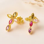 Personliga 5 familjens födelsestenar Korsörhängen Heliga smycken Födelsedag Dopgåva för kvinnor Kristna