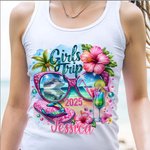 Personalised Girls Trip Racerback Beach Towel Luggage Tag Passport Holder Makeup Bag with Name Summber Travel Essential Gift for Girls Women