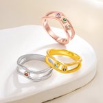 Personalized Family 1-8 Birthstones Ring Dainty Jewelry Birthday Anniversary Gift for Mother Grandma