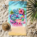 Personalised Girls Trip Racerback Beach Towel Luggage Tag Passport Holder Makeup Bag with Name Summber Travel Essential Gift for Girls Women