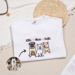 Personalized Embroidered Dog Cat Pet Portrait Photo T-shirt Sweatshirt Hoodie with Name Birthday Holiday Gift for Pet Owners Lovers
