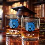 Gepersonaliseerd School Logo 10 oz Old Fashioned Rock Whiskey Glas met Naam Party Verzamelen Accessoires Afstuderen Gift voor Afgestudeerden Alcohol Lovers