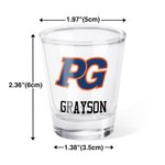 Personalized Logo Photo 2 oz Shot Glasses with Name Set of 2 Graduation Party Favor Barware Birthday Gift for Graduates Liquor Lovers