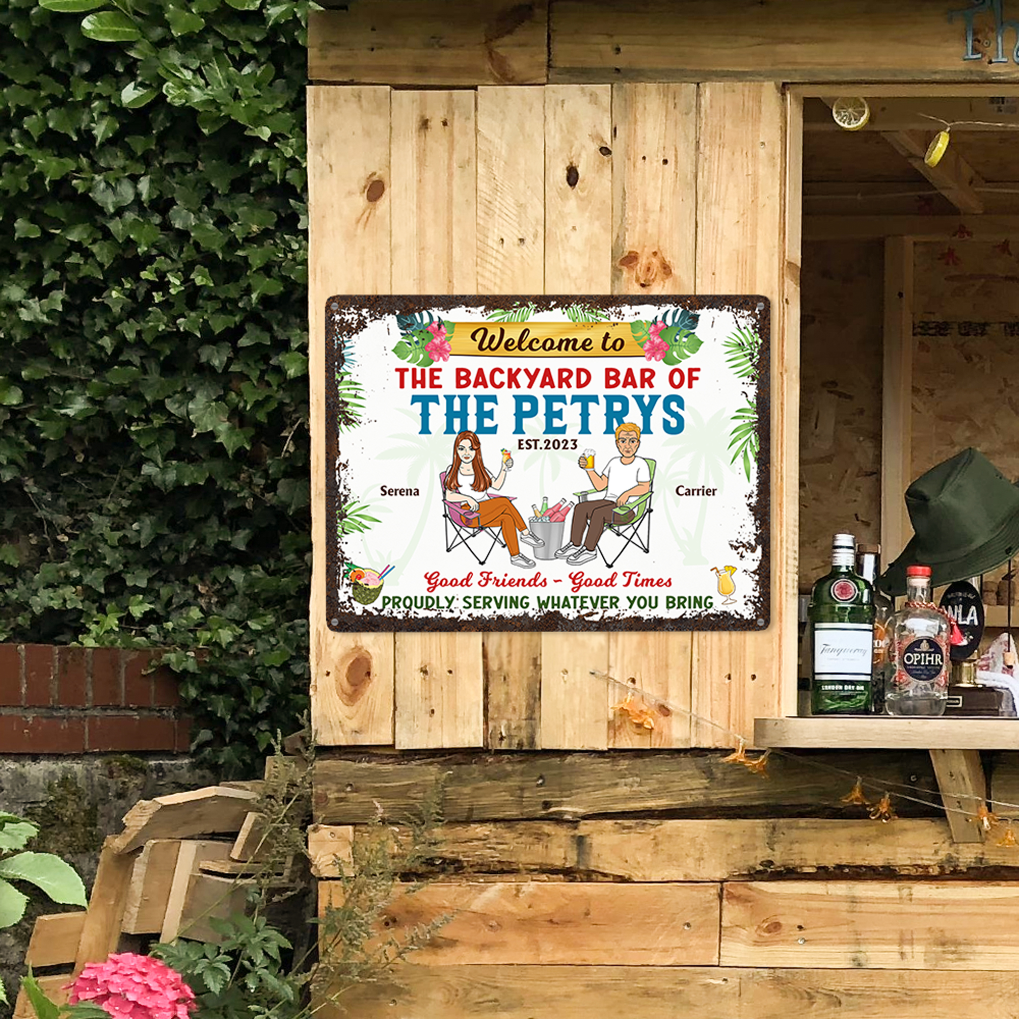 Panneau en métal rétro personnalisé avec nom Décoration de porte de jardin Cadeau d'anniversaire pour les amis, la famille et les amoureux du jardinage