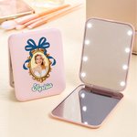 Personalized Princess Photo Frame Pocket Makeup Mirror with Name and LED Mirror Travel Essentials Birthday Gift for Women