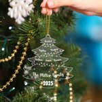 Personalised Christmas Tree Lights Acrylic Ornament with 2-15 Names and Year Christmas Gift for Family Friends