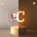 Personalized Cartoon Animal Ballet Name Initial LED Night Light with Wooden Base Nursery Decor Birthday Easter Gift for Kids