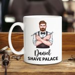 Gepersonaliseerde stijlvolle cartoon kapper keramische mok met naam en tekst Dagelijkse benodigdheden Salon opening verjaardagscadeau voor kapper vriend