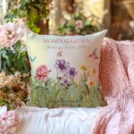 Personalized Grandma's Garden Birth Flower Throw Pillow Cover with Name and Text Holiday Appreciation Gift for Grandma Mom
