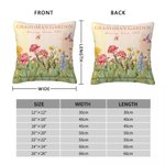 Personalized Grandma's Garden Birth Flower Throw Pillow Cover with Name and Text Holiday Appreciation Gift for Grandma Mom