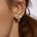 Personliga 5 familjens födelsestenar Korsörhängen Heliga smycken Födelsedag Dopgåva för kvinnor Kristna