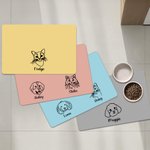 Gepersonaliseerde Mulitcolor Kat Hond Avatar PU lederen Pet Place Mat met naam Verjaardag Verjaardag Herinnering Gift voor huisdiereigenaren Friend Famlily