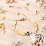 Personalized Photo Projection Multicolor Adjustable Matte Agate Bracelet Dainty Jewelry Anniversary Birthday Gift for Women
