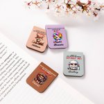 Personalized Cartoon Lion Cow Grumpy Animals Magnetic PU Leather Bookmark Clip with Name Reading Accessory Birthday Gift for Friends Bookworms