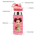 Personalised Cartoon Kid Character Word Cloud 12oz Kids Insulated Water Bottle with Handle and Silicone Straw Birthday Gift for Boys Girls