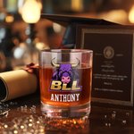 Gepersonaliseerd School Logo 10 oz Old Fashioned Rock Whiskey Glas met Naam Party Verzamelen Accessoires Afstuderen Gift voor Afgestudeerden Alcohol Lovers