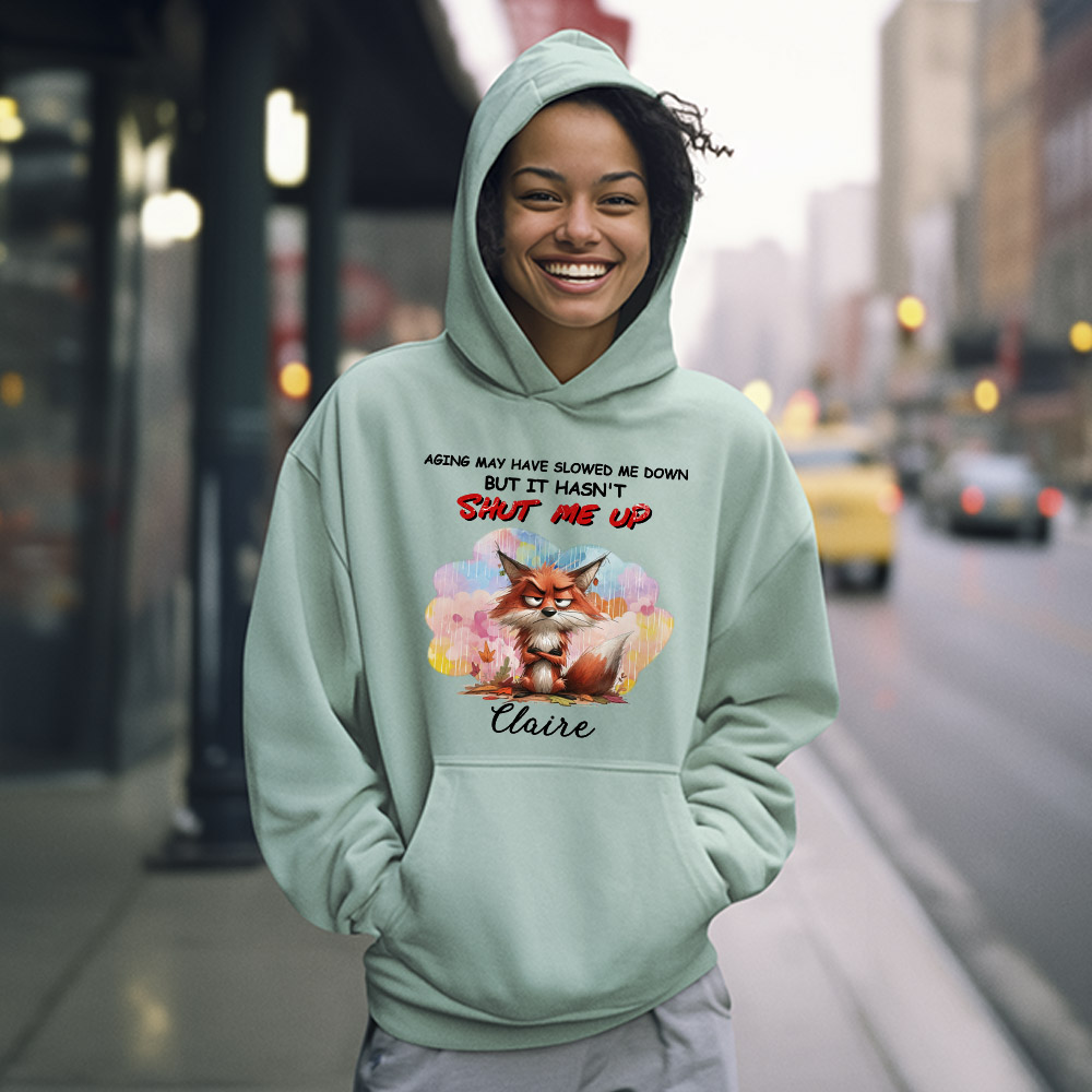 Personnalisé Cartoon Lion Fox Grumpy Animals Multicolor Sweatshirt Unisex Hoodie with Name Funny Wear Birthday Gift for Family Friends