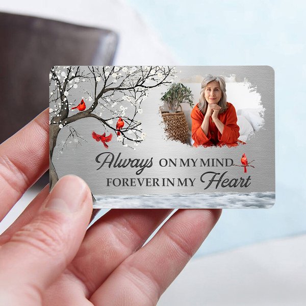 Personalized I Will Carry You With Me Until I See You Again Photo Wallet Card Sympathy Memorial Gift for Family