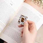 Personalized Cute Highland Cow PU Leather Magnetic Bookmark Clip with Name Birthday Gift for Readers Bookworms Highland Cow Enthusiasts