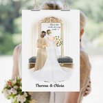 Personalized Cartoon Mom Bride Poster Painting Framed Painting with Name Home Decor Wedding Gift for Bride Mother