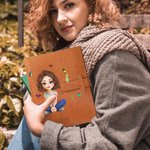 Personalized 3D Cartoon Character Birth Flower A5 PU Leather Notebook Cover with Name and Storage Pocket Birthday Travel Essentials Gift for Women