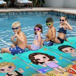 Personalised Cartoon Kid Character Marine Theme Oversized Quick Dry Beach Towel with Name Birthday Summer Holiday Accessories Gift for Boys Girls