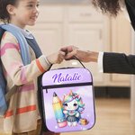 Personalized Cute Dinosaur Fantasy Unicorn Design Waterproof Insulated Lunch Bag with Name Portable Back to School Work Picnic Gift for Kids