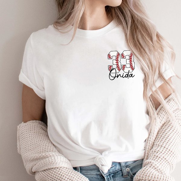Personlig T-shirt med basebollnummer i 100% bomull med namn Födelsedag Basebollspel Present till basebollmamma Basebollälskare