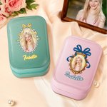 Personalised Princess Photo Frame PU Leather Travel Jewellery Box with Name and LED Makeup Mirror Birthday Wedding Bridal Shower Gift for Girls Brides