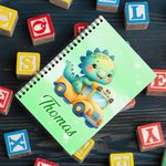 Personalized Fantasy Unicorn Dinosaur A5 Spiral Notebook with Name and 120 Pages Birthday Back to School Gift for Boys Girls